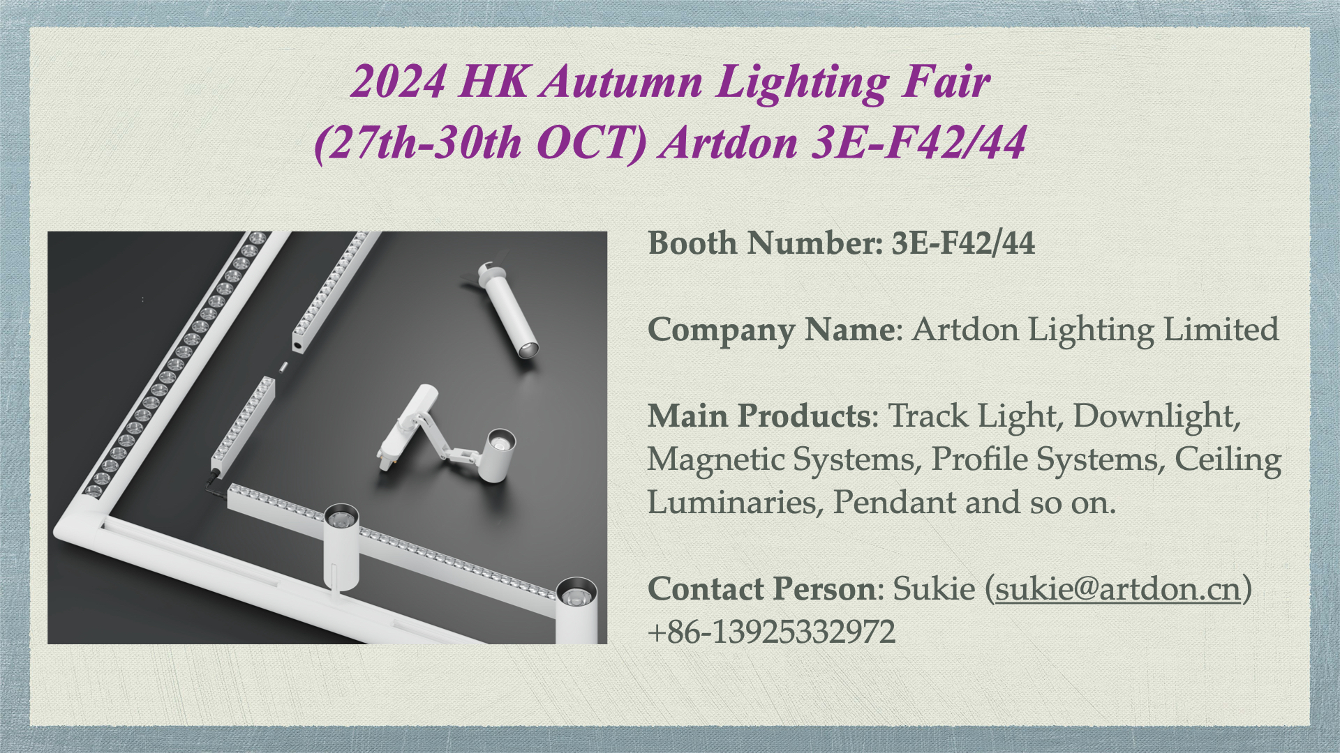 Artdon Will Attend 2024 HK Autumn Lighting Fair 3E-F42/44